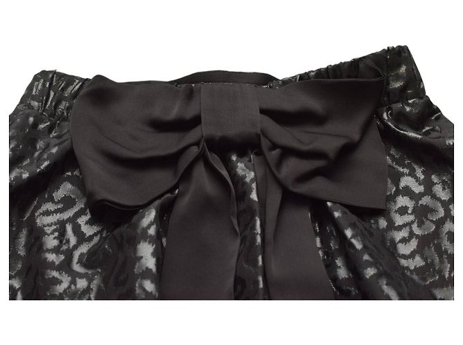 Falda Jay Ahr de seda negra con dobladillo burbuja y lazo Talla M Negro - vista 7