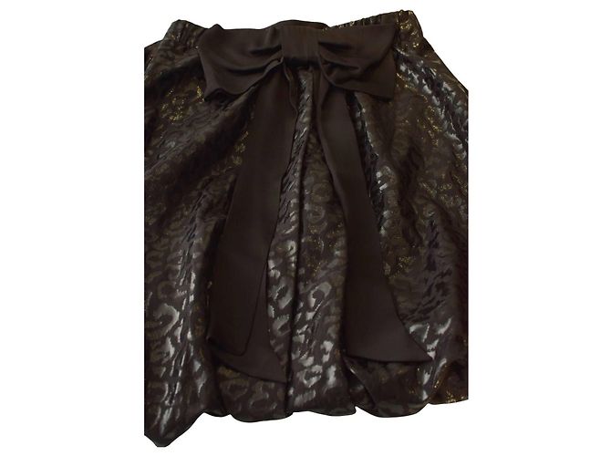 Falda Jay Ahr de seda negra con dobladillo burbuja y lazo Talla M Negro - vista 8