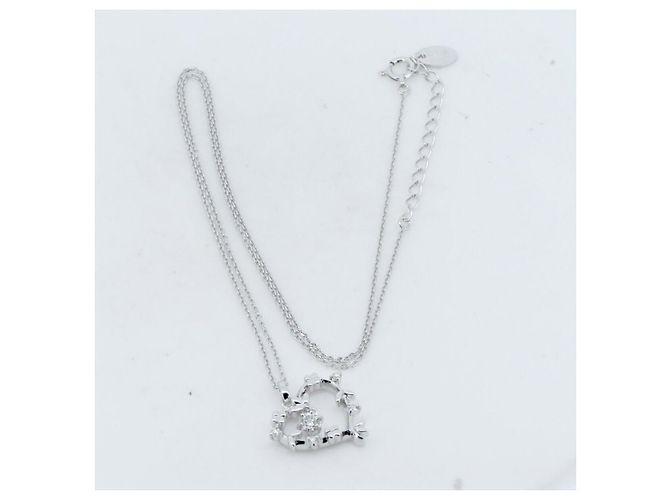 Autre Marque 4℃ Herz-Diamant-Halskette Au750 Weiß - Ansicht 2