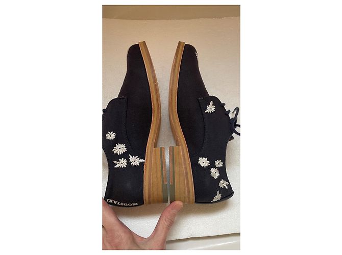Scarpe Derby Agnès b. Blu Navy Pelle e Tela - vista 4