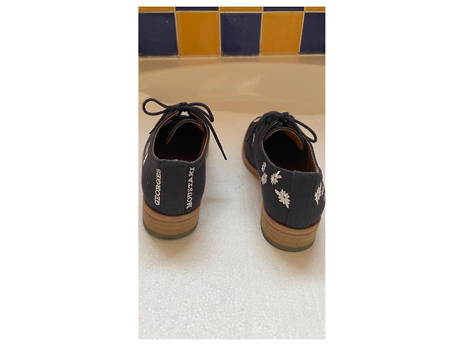 Scarpe Derby Agnès b. Blu Navy Pelle e Tela - vista 5