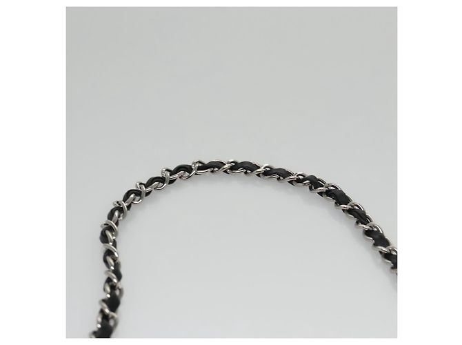 CHANEL Borsa a Spalla Chain Camelia in Pelle Velour Nera Argento CC Auth yk16500 Nero - vista 14