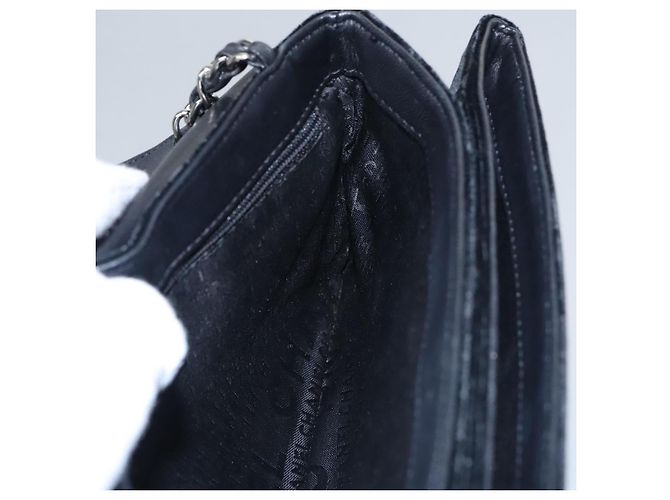 CHANEL Borsa a Spalla Chain Camelia in Pelle Velour Nera Argento CC Auth yk16500 Nero - vista 23