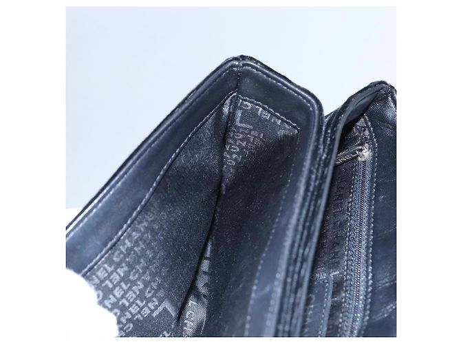 CHANEL Borsa a Spalla Chain Camelia in Pelle Velour Nera Argento CC Auth yk16500 Nero - vista 26