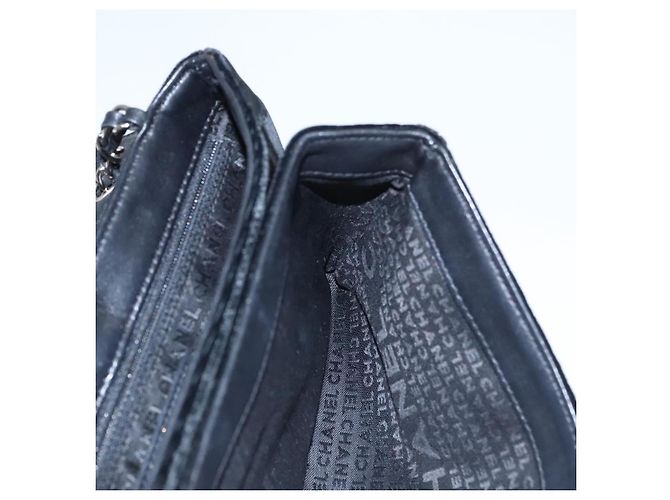 CHANEL Borsa a Spalla Chain Camelia in Pelle Velour Nera Argento CC Auth yk16500 Nero - vista 27