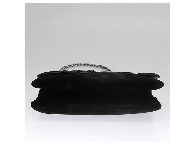 CHANEL Borsa a Spalla Chain Camelia in Pelle Velour Nera Argento CC Auth yk16500 Nero - vista 5