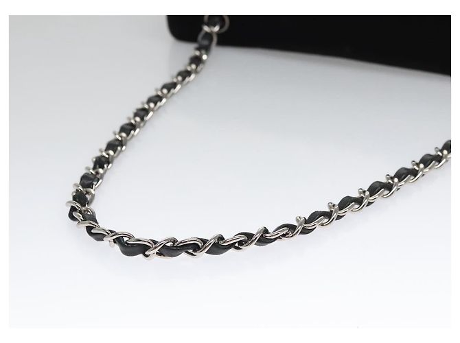 CHANEL Borsa a Spalla Chain Camelia in Pelle Velour Nera Argento CC Auth yk16500 Nero - vista 7