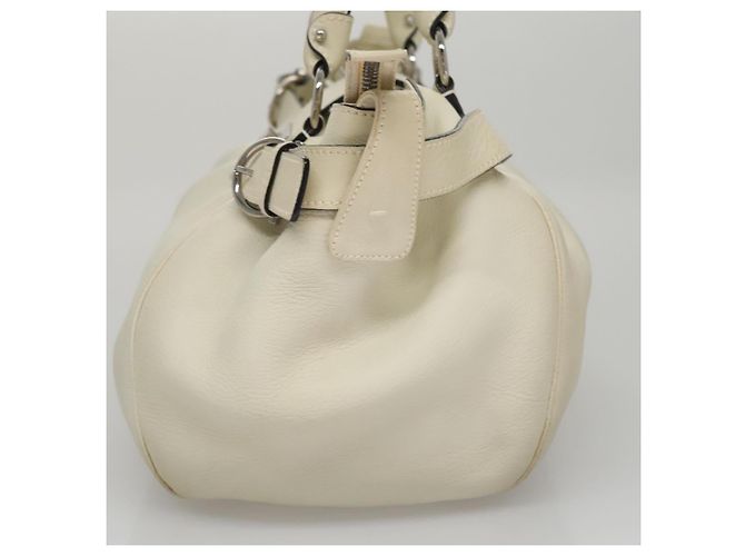 Salvatore Ferragamo Gancini Hand Bag Leather White Silver Auth yk16589 - view 3