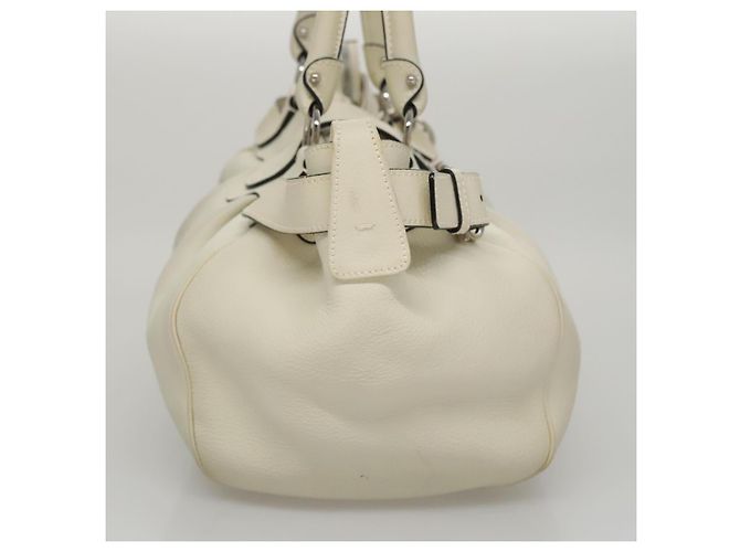 Salvatore Ferragamo Gancini Hand Bag Leather White Silver Auth yk16589 - view 4