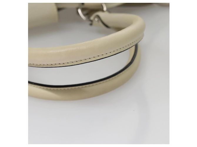 Salvatore Ferragamo Gancini Hand Bag Leather White Silver Auth yk16589 - view 7
