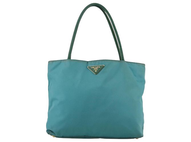 PRADA Borsa Tote Nylon Blu Oro Auth mr916 D'oro - vista 13