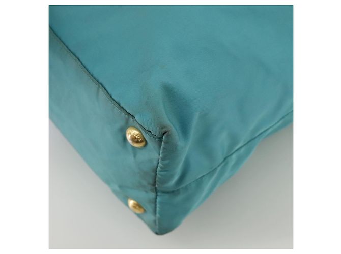 PRADA Borsa Tote Nylon Blu Oro Auth mr916 D'oro - vista 16