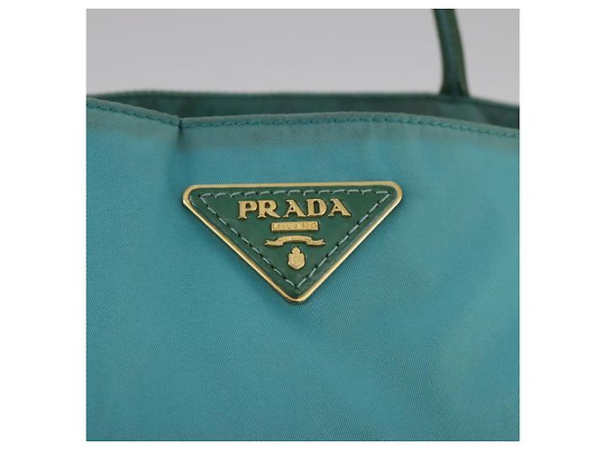 PRADA Borsa Tote Nylon Blu Oro Auth mr916 D'oro - vista 17