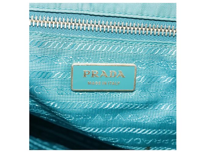 PRADA Borsa Tote Nylon Blu Oro Auth mr916 D'oro - vista 18