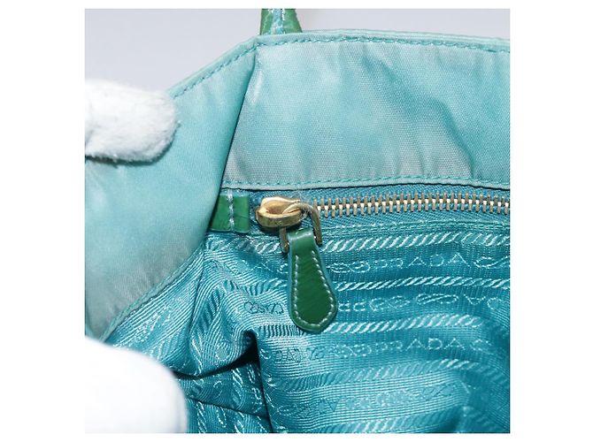 PRADA Borsa Tote Nylon Blu Oro Auth mr916 D'oro - vista 21