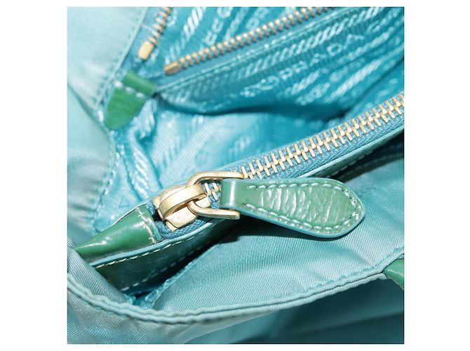 PRADA Borsa Tote Nylon Blu Oro Auth mr916 D'oro - vista 23