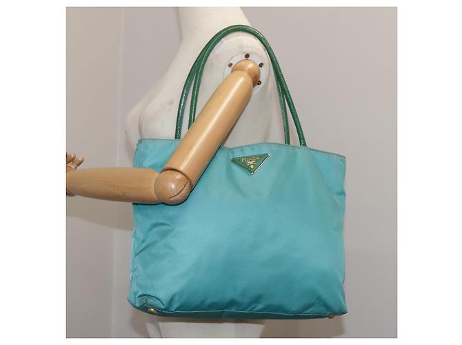 PRADA Borsa Tote Nylon Blu Oro Auth mr916 D'oro - vista 25