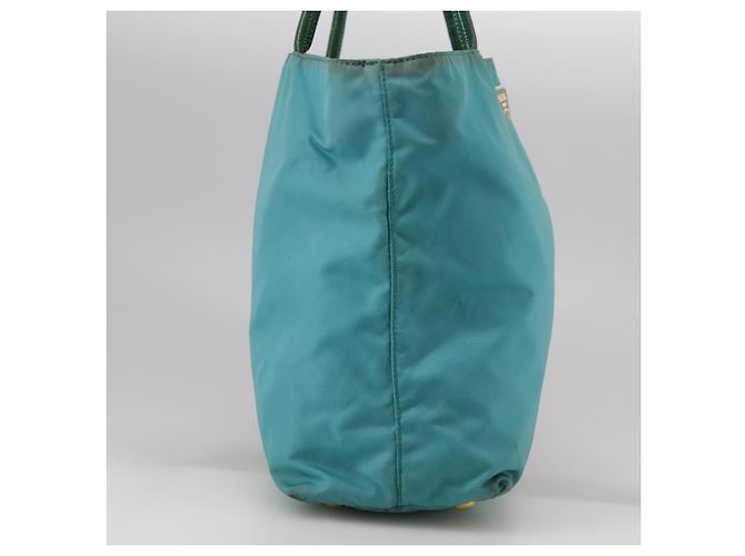 PRADA Borsa Tote Nylon Blu Oro Auth mr916 D'oro - vista 4