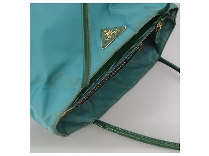 PRADA Borsa Tote Nylon Blu Oro Auth mr916 D'oro - vista 6