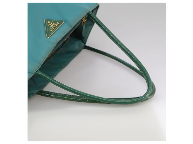 PRADA Borsa Tote Nylon Blu Oro Auth mr916 D'oro - vista 7