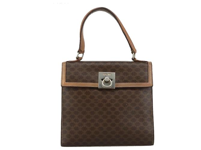 Céline Borsa a mano in tela Macadam CELINE in pelle PVC 2 vie marrone Auth bs21088 - vista 13