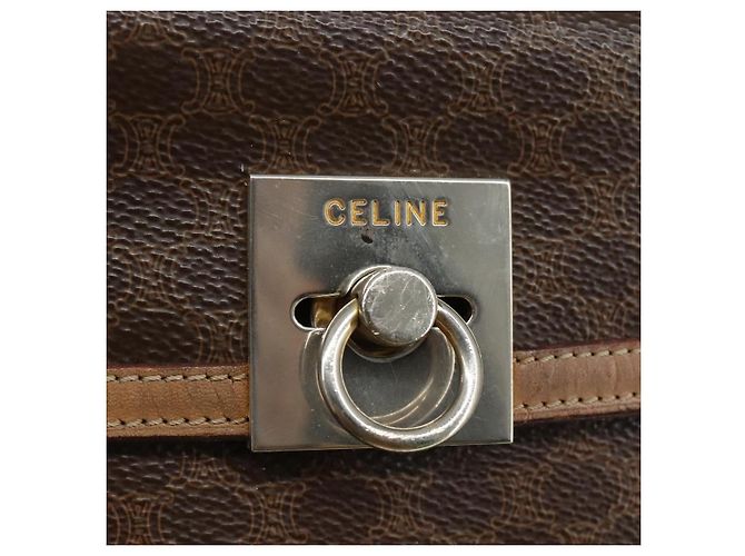 Céline Borsa a mano in tela Macadam CELINE in pelle PVC 2 vie marrone Auth bs21088 - vista 17