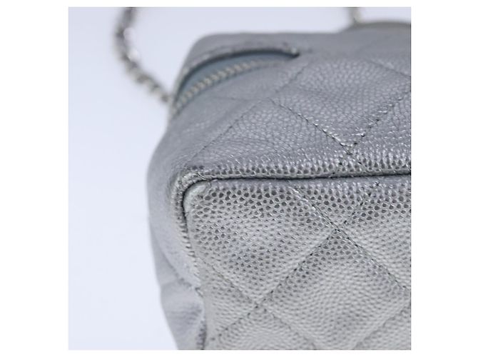 CHANEL Borsa Matelassé in Pelle Caviar 2way Argento CC Auth bs21131 - vista 17