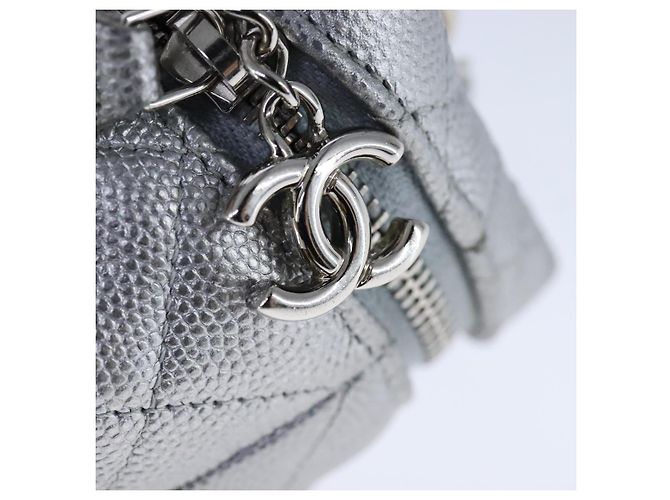 CHANEL Borsa Matelassé in Pelle Caviar 2way Argento CC Auth bs21131 - vista 19