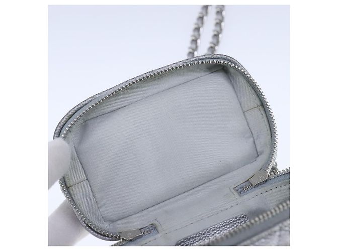 CHANEL Borsa Matelassé in Pelle Caviar 2way Argento CC Auth bs21131 - vista 20