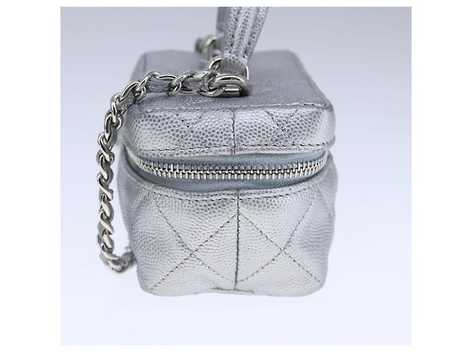 CHANEL Borsa Matelassé in Pelle Caviar 2way Argento CC Auth bs21131 - vista 3