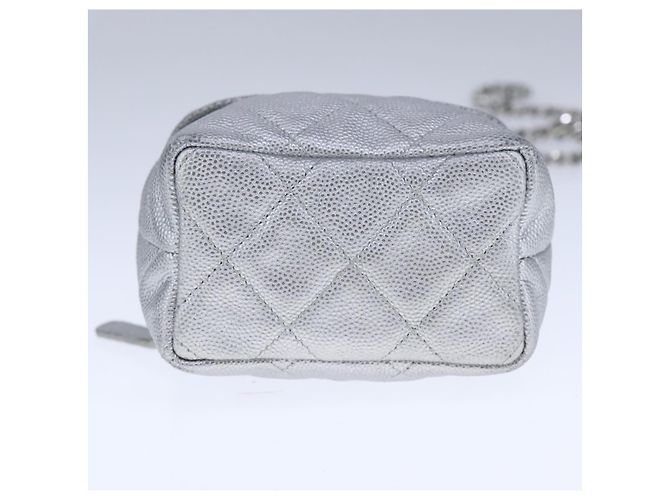 CHANEL Borsa Matelassé in Pelle Caviar 2way Argento CC Auth bs21131 - vista 5
