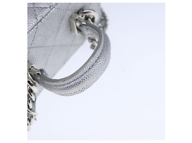 CHANEL Borsa Matelassé in Pelle Caviar 2way Argento CC Auth bs21131 - vista 7