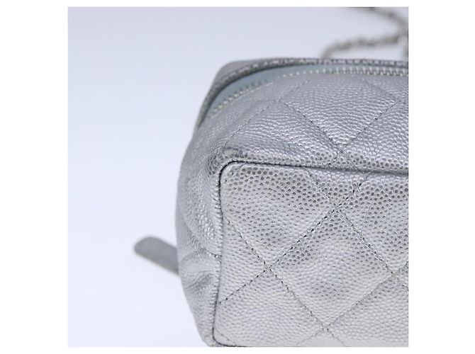 CHANEL Borsa Matelassé in Pelle Caviar 2way Argento CC Auth bs21131 - vista 9