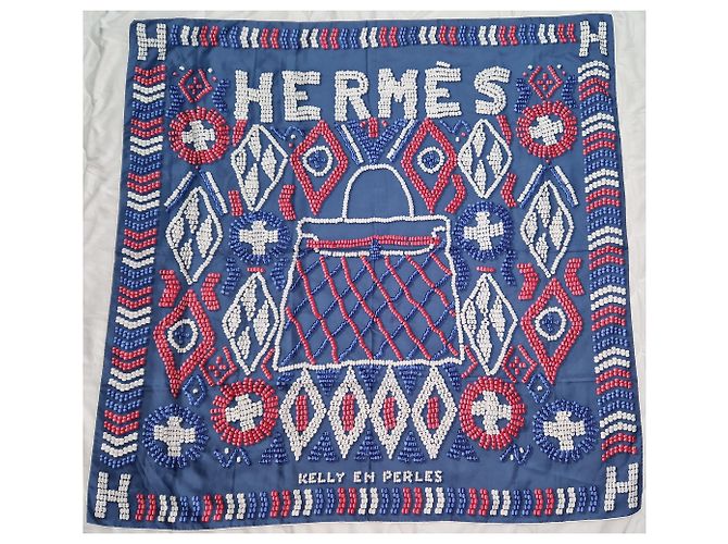Kelly bufanda gigante de hermès 140 perlas Azul - vista 5
