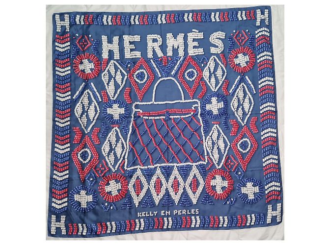 Kelly bufanda gigante de hermès 140 perlas Azul - vista 6