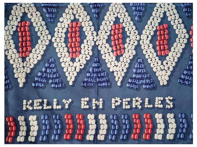 Kelly bufanda gigante de hermès 140 perlas Azul - vista 7