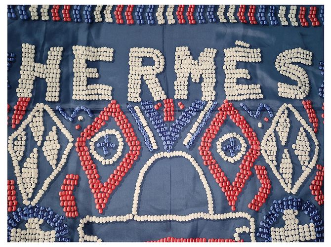 Kelly bufanda gigante de hermès 140 perlas Azul - vista 8