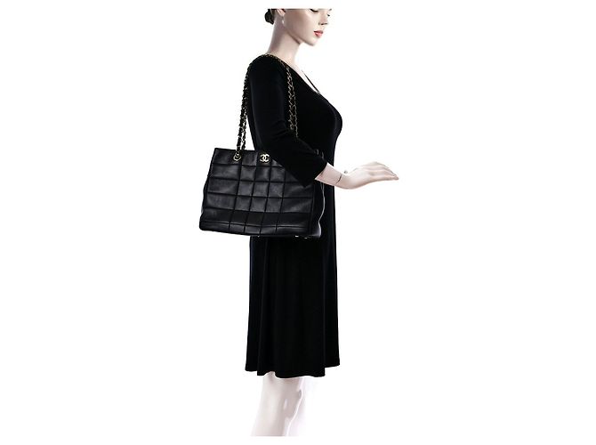 Chanel Schokoladenriegel Einkaufstasche Schwarz - Ansicht 19