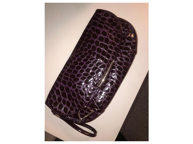 Christian Dior Clutch de charol con estampado de cocodrilo morado Dior Morado oscuro - vista 2