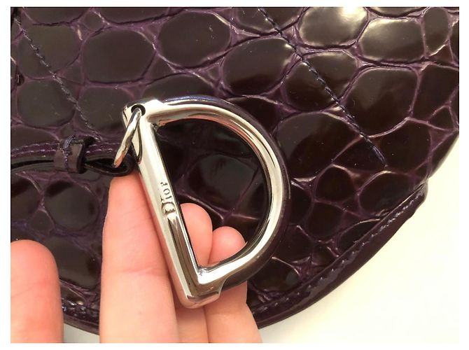 Christian Dior Clutch de charol con estampado de cocodrilo morado Dior Morado oscuro - vista 6