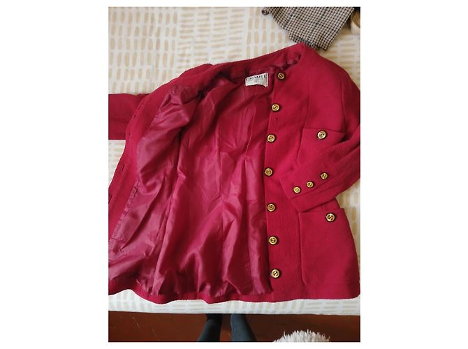 Chanel Boutique Textured Tweed Jacket Raspberry Pink Size S Fuschia - view 4