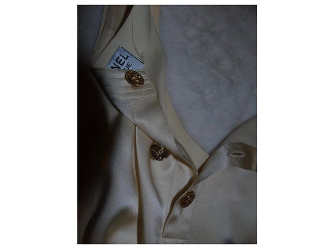 Top de seda Chanel crema Crudo - vista 10