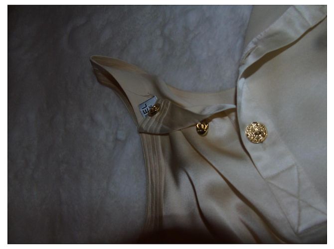 Top de seda Chanel crema Crudo - vista 12