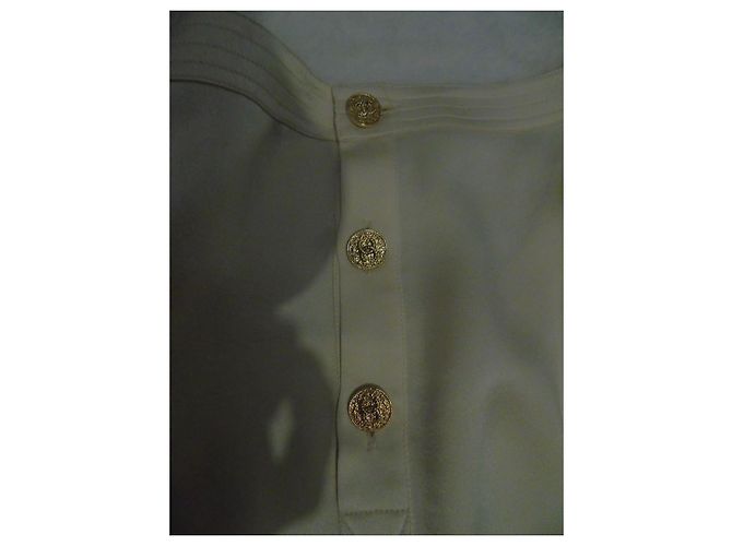 Top de seda Chanel crema Crudo - vista 16