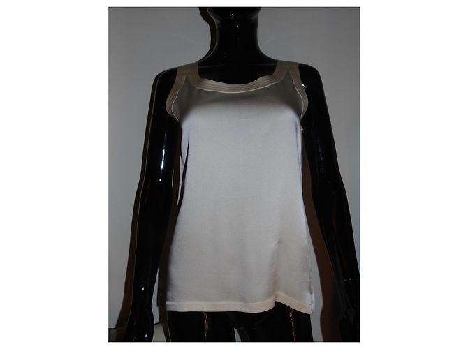 Top de seda Chanel crema Crudo - vista 17