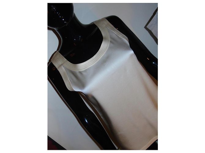 Top de seda Chanel crema Crudo - vista 2