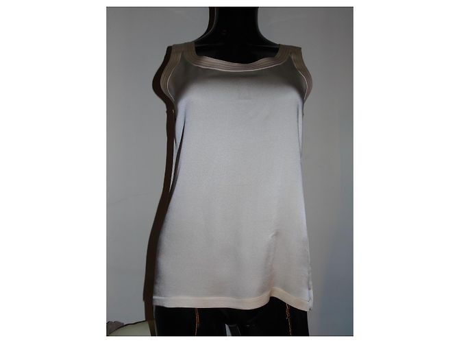 Top de seda Chanel crema Crudo - vista 3