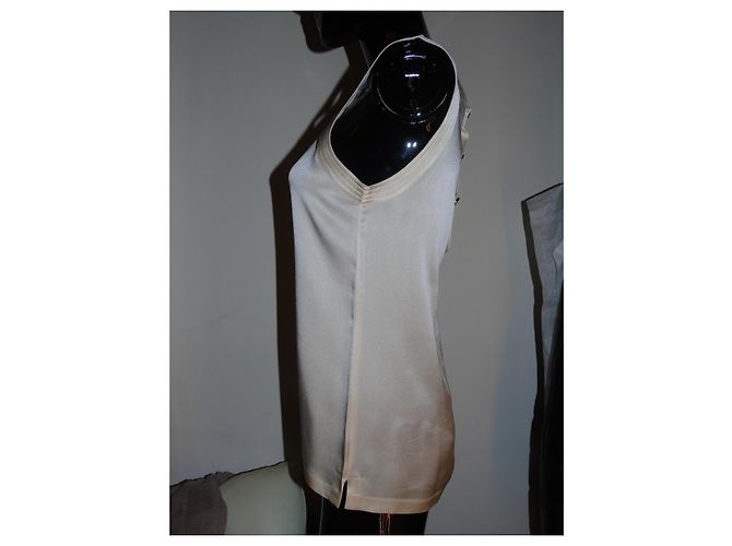 Top de seda Chanel crema Crudo - vista 4