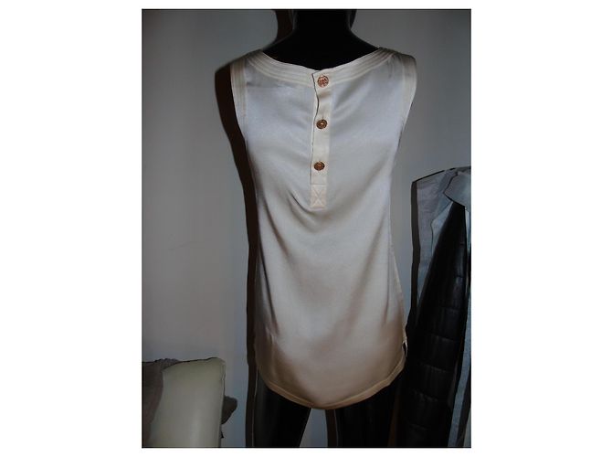 Top de seda Chanel crema Crudo - vista 5