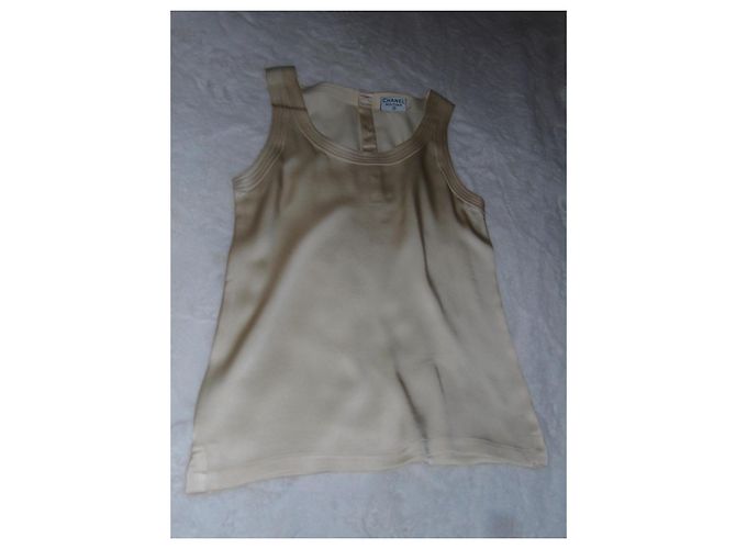 Top de seda Chanel crema Crudo - vista 6